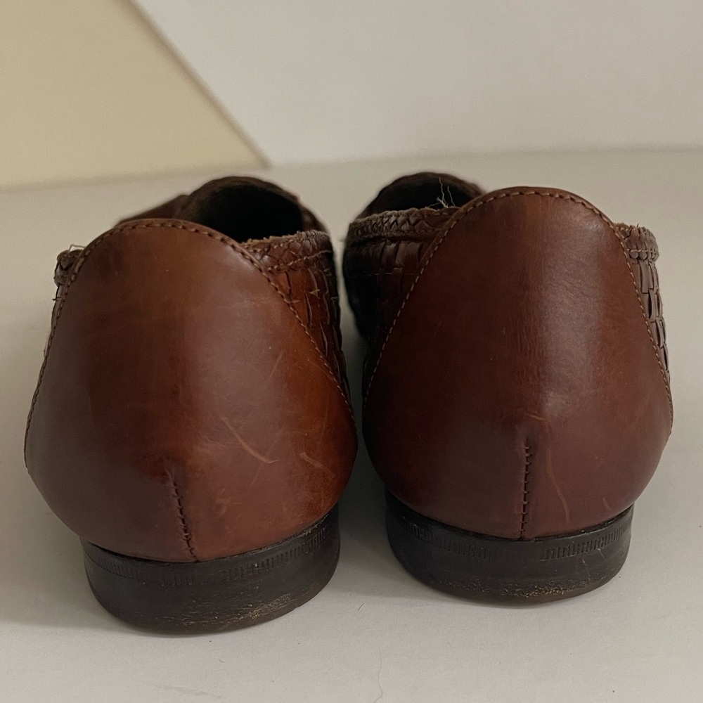 Cole Haan Brown Woven Leather Tassel Loafers - Picture 4 of 10